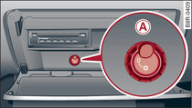 Glove box with coolbox open and switched on