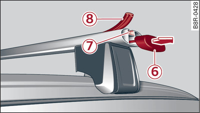 Roof railing: Inserting cover profile into cross bar