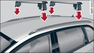 Roof railing: Positioning cross bars on the roof