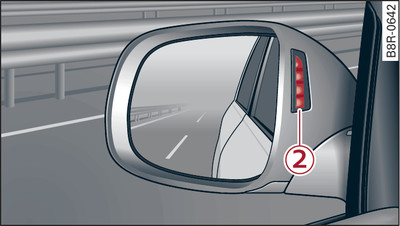 Warning lamp on exterior mirror