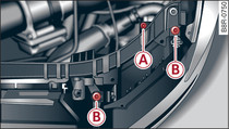 Headlight unit: Attachment points are marked by arrows