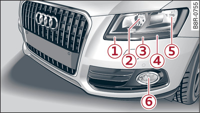 Halogen headlights: Overview of left side of vehicle