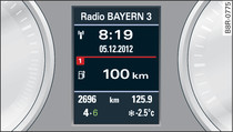 Instrument cluster: Gear-change indicator (for manual gearbox)