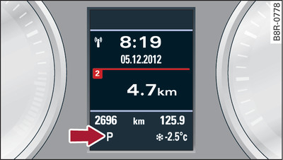 Instrument cluster: Selector lever positions