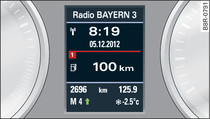 Instrument cluster: Gear-change indicator in tiptronic mode (for automatic gearbox)