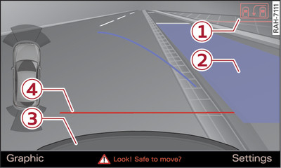 Infotainment display: Blue area marking in parking space