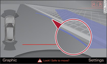 Infotainment display: Blue curve touching kerb