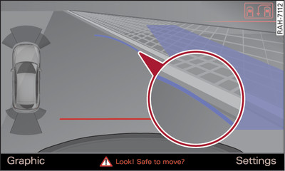 Infotainment display: Blue curve touching kerb