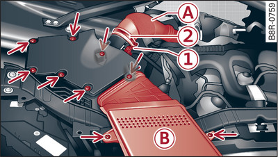 Compartimento del motor: Carcasa del filtro de aire