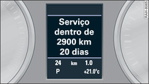 Painel de instrumentos: Aviso do intervalo do serviço de assistência