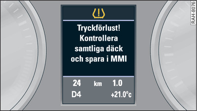 Kombiinstrument: Kontrollampa med hjälpmeddelande