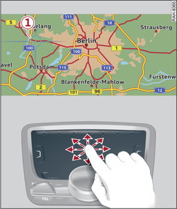 Abb. 176 Gilt für: Fahrzeuge mit Automatikgetriebe und MMI touch Fadenkreuz verschieben