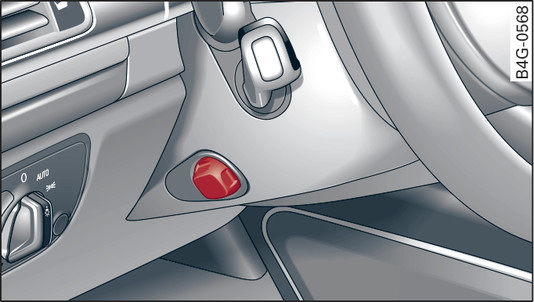 Fig. 93 Steering column: Button for adjusting the steering wheel position