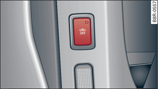 Fig. 26 Applies to: vehicles with Audi connect key End face of (open) driver s door: Button for interior monitor/tow-away protection