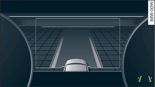 Fig. 129 Instrument cluster (monochrome display): active lane assist switched on