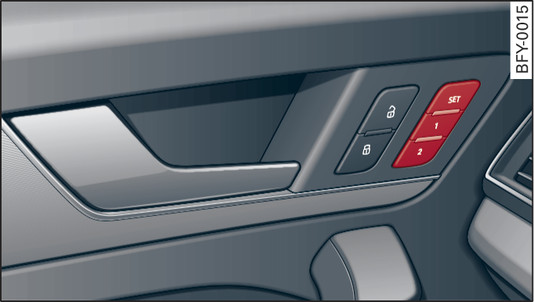 Fig. 65 Driver s door: Recall buttons for memory function