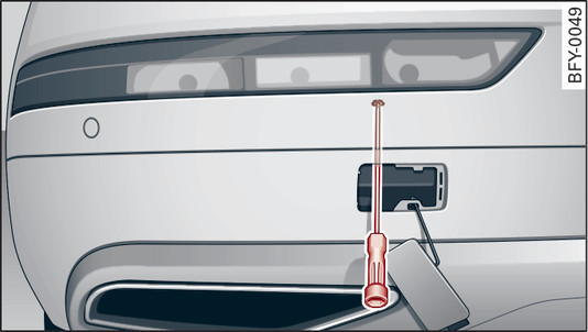 Fig. 316 Rear lights in left bumper: Loosening screw