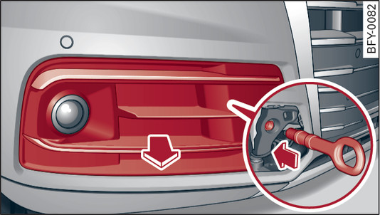 Fig. 301 Front bumper: Fitting the towline anchorage