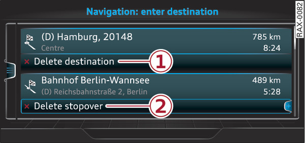 Fig. 207 Example: Active route guidance with stopover