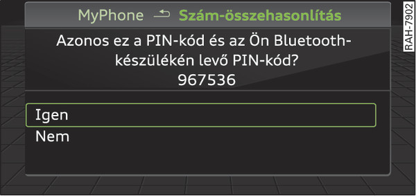 194. ábraA PIN-kód kijelzése a mobiltelefonba való beadáshoz