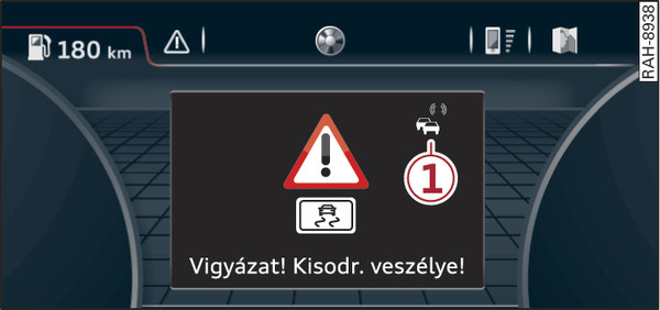 218. ábraPélda: veszélyre figyelmeztető információ kijelzése a gépjárművezető információs rendszerben