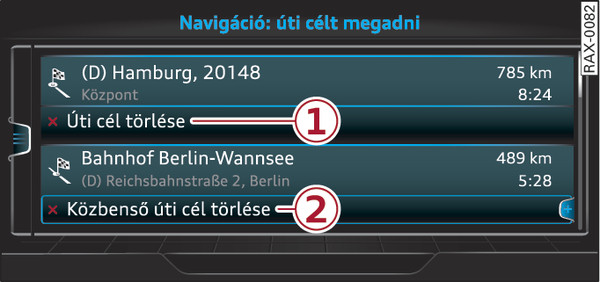 207. ábraPélda: Aktív úti célra vezetés közbenső úti céllal