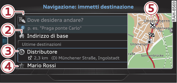 Fig. 204Figura esemplificativa: menù per l immissione della destinazione