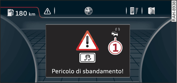 Fig. 218Esempio: visualizzazione delle informazioni sui pericoli nel sistema d informazione per il conducente