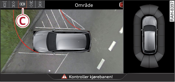 Bilde 153Infotainment: Modus for å se området rundt bilen