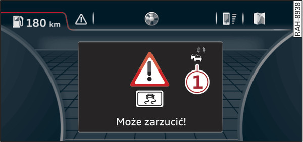 Rys. 218Przykład: wskazanie informacji o zagrożeniach w systemie informowania kierowcy