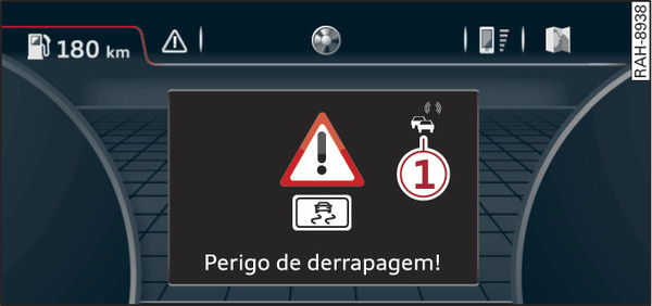 Fig. 218Exemplo: Indicação de uma informação de perigo no sistema de informação ao condutor