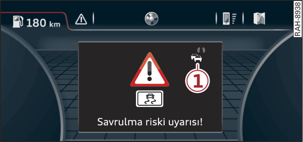 Şek. 218Örnek: Bir tehlike bilgisinin sürücü bilgilendirme sisteminde gösterilmesi