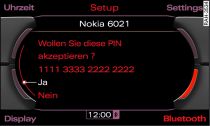 Anzeige der PIN zur Eingabe ins Mobiltelefon