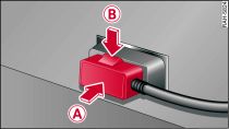 Adapterkabel: Stecker am Audi music interface entriegeln