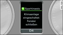 Display: Sparhinweis