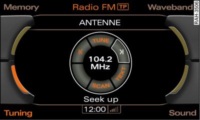 Automatic station search: Seek up (FM waveband)