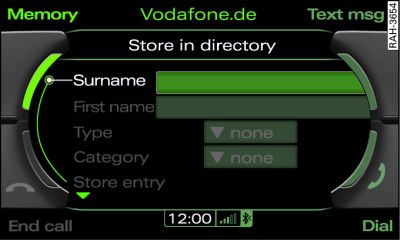 Storing a telephone number in the directory