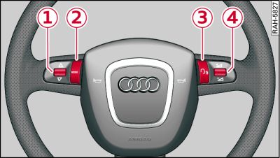 Controls on the multi-function steering wheel