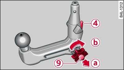 Removable towing bracket: Setting the spring mechanism to the 'ready' position