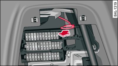 Luggage compartment: Releasing tank flap manually