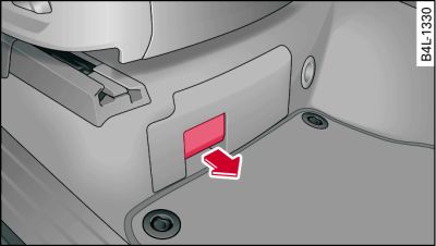 Front end of the front passenger seat: Storage compartment