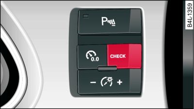 Detail of the instrument cluster: CHECK button