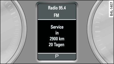 Display: Example of a service interval display