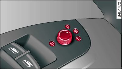 Detail of the driver's door: Adjuster knob