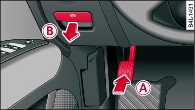 Detail of the dashboard: Parking brake