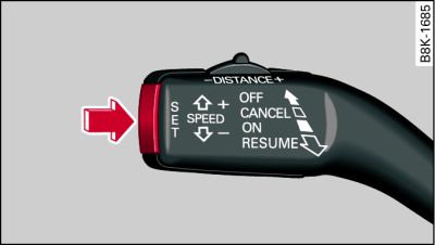 Control lever: Setting the speed