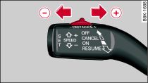 Control lever: Setting the distance