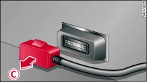 Cable adaptador: Desacoplar el conector desbloqueado del Audi music interface