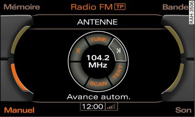 Recherche automatique d'une station, avance (bande FM)