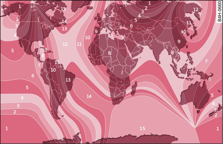 Cartina delle zone di campo magnetico